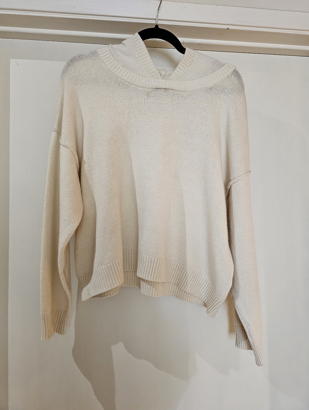 Max Studio London Ivory Hoodie Sweater Size Large NWT MSRP $148